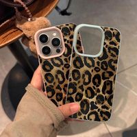 Coque de téléphone antichoc à motif léopard plein écran classique, compatible avec iPhone 17 16 15 14 13, coque de protection en TPU à motif litchi