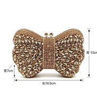 Nouvelle pochette de soirée rétro en forme de nœud, ornée de strass et de pierres, pour femme