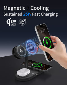 <span class=keywords><strong>Chargeur</strong></span> sans fil magnétique Qi2 <span class=keywords><strong>7</strong></span> en 1 25W avec lumière ambiante LED Ventilateur de refroidissement pour charger 2 téléphones mobiles Apple <span class=keywords><strong>Watch</strong></span> Écouteurs - Product Image 2