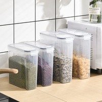 Ensemble de contenants de rangement de cuisine en plastique BUOAZR, 4 pots hermétiques empilables de 4 L avec couvercle scellé sans BPA pour céréales, pâtes, sucre, farine