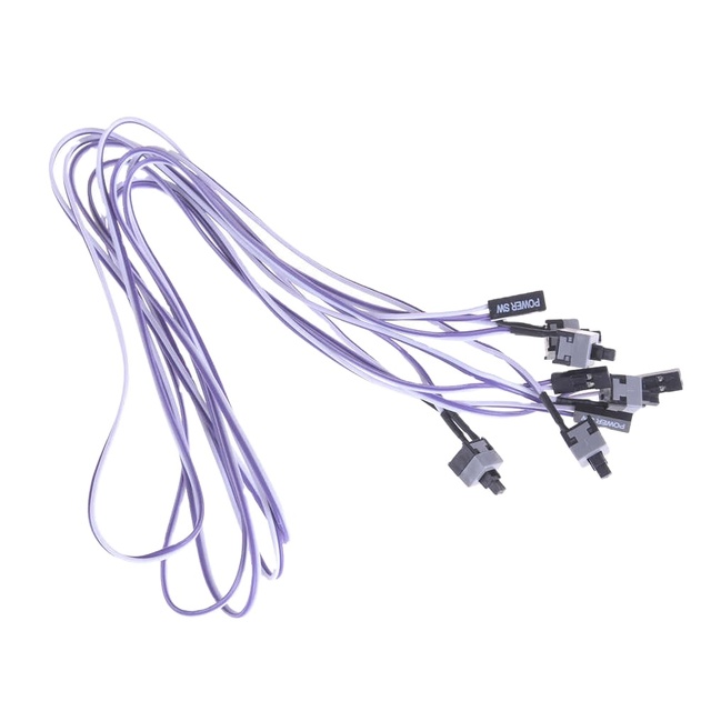 Replacement Power Momentary Connector Cable 5pcs Push Button Switch Computer Motherboard Power Cable Switch On/Off/Reset Button