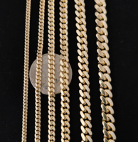 VLOVE perhiasan mewah halus rantai emas berat 1.7 mm-7 MM 14K kalung rantai rantai Kuba emas polos asli