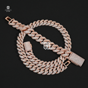 Messing 18MM Dreireihige VVS Moissanit Cuban Link Kette Iced Out Hip Hop Halskette mit GRA-Zertifikat - Product Image 1