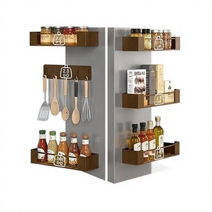 3 Tier <b>Matte</b> Brown Shelving Racks Storage Magnetic Wall Mounted Cabinet Spice Rack Holders Kitchenware Item for Multipurpose - Product Image 3