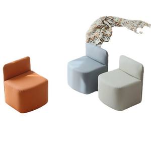 Taburete Moderno en Forma de Cubo con Respaldo, en Naranja, Beige, Gris Mica, Marrón Mocha, Azul Zafiro, para Sala de Estar, Sillón Otomano - Product Image 5