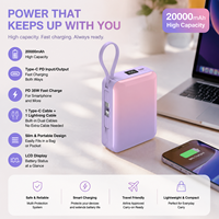 Batterie externe Li-Polymère 20000mAh, charge rapide PD 35W, mini chargeur portable, affichage numérique, OEM ODM, logo personnalisé, vente en gros d'usine