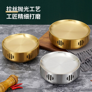 Stainless Steel Round Barbecue Warmer Gold Silver Plated Circular Heating Plate For Restaurant Use - Product Image 2