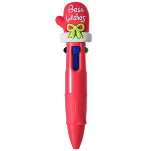 Penna a sfera di natale a quattro colori Design simpatico cartone animato adorabile Mini penna tascabile penna premio per studente di alto valore - Product Image 5