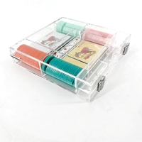 Jeu de cartes de poker en acrylique personnalisé en usine avec jetons en lucite et boîte