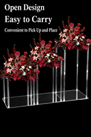 Support floral de mariage en acrylique, carré géométrique, marqueur de chemin 20 cm, options multi-hauteurs, décoration de table principale pour salle de banquet et hôtel