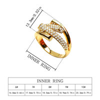 Bague élégante torsadée géométrique en zircon plaqué or, superposable, pour femme, bijoux de mode, vente en gros
