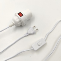 Prise ronde EU + 303 + Douille de lampe en céramique E27 + Interrupteur à bouton-poussoir