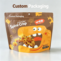 Sachet refermable personnalisé imprimé en héliogravure, en PET/VMPET/PE de qualité alimentaire, pour l'emballage de snacks croustillants et soufflés
