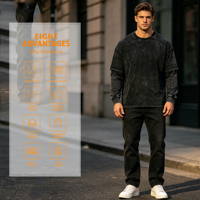 T-shirt unisexe oversize à manches longues, effet faux deux pièces, col, 100% coton 230, uni, délavé et vieilli, style streetwear vintage, expédition immédiate