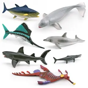 - simulation of Marine animals Beluga whale dolphin shark grass sea dragon flag fish tuna Tymanichthyosaurus model decoration