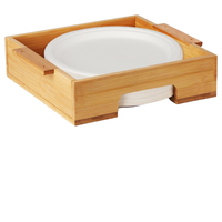 Dispenser piring lemari dapur bambu lebar dapat diatur, tempat pelat meja pernis bentuk persegi lebar, desain fungsional fleksibel