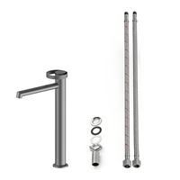 Robinet de lavabo Weihao en or rose, bec long, monocommande, fonction eau chaude et froide