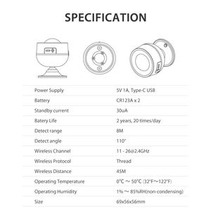 MT-PD07TM Security Alarm <b>Wireless</b> Tuya Matter Smart PIR Detector Motion <b>Sensor</b> with <b>Temperature</b> Humidity Detection - Product Image 6