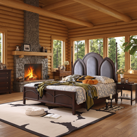 Lit de rangement en bois massif de style rétro français avec design sculpté, taille Queen/King pour chambre à coucher