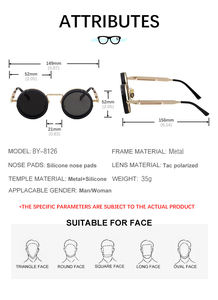 Gafas de Sol Polarizadas Redondas con Logotipo Personalizado de Diseñador Retro <span class=keywords><strong>Partagas</strong></span>, Gafas de Sol con Protección UV400 Ajustables y Giratorias para Hombre - Product Image 5