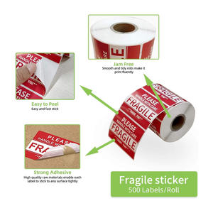 Autocollants rectangulaires fragiles en papier essentiel pour l'emballage d'objets délicats, étiquettes d'avertissement claires et solutions de transport sécurisées - Product Image 2