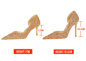 รองเท้าส้นสูงแบบสวมสำหรับผู้หญิง ประดับเลื่อม ดีไซน์หนังเทียม - Product Image 5