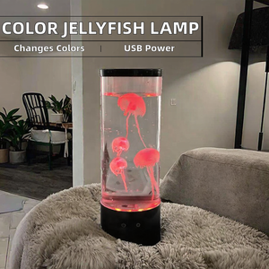 <b>LED</b> Jellyfish Lamp Remote Control USB-Powered ABS E26 Rainbow Color-Changing Ambient Night Light Silent Desktop Decoration - Product Image 4