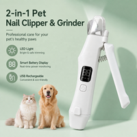Coupe-ongles et ponceuse multifonction de luxe moderne pour chiens et chats, outil de toilettage et de soin des pattes avec lumière LED rechargeable en plastique