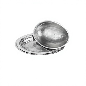 Plato de mantequilla de forma redonda de diseño admirable con tapa Plato de mantequilla de níquel de aluminio para uso en cocina y vajilla - Product Image 1