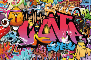 Carta da Parati 3D Autoadesiva Personalizzata con Graffiti Artistici Colorati Dipinti a Mano per Sale Yoga, Sale da Ballo, Bar e Palestre Trendy - Product Image 6