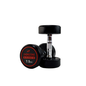 <strong>5kg</strong> black round rubber <strong>dumbbell</strong> <strong>set</strong> for gym equipment ZHONGTENGSUBO beautiful and durable steel - Product Image 6