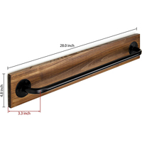 Porte-serviettes mural en métal pour salle de bain, barre de support pour serviettes de cuisine, barre à serviettes rustique en bois brûlé pour salle de bain