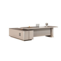 Bureau de direction moderne avec armoire latérale et plateau en bois grainé pour ensemble de mobilier de bureau de direction