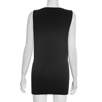 Viviblook D25DS593 Vestido Mini Sexy sin Mangas con Cuello Redondo y Color Sólido para Mujer, Estampado Digital, Estilo Bodycon, Novedad de Verano