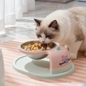 Suspended High Leg <b>Cat</b> Bowl Stainless Steel Single Bowl Dopamine Color Pet <b>Feeder</b> Stand Elevated Feeding For <b>Cats</b> Dogs - Product Image 1