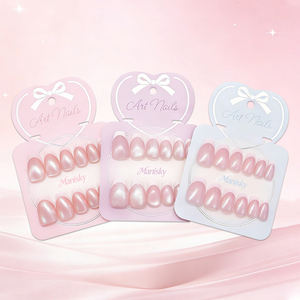 12 Uñas Postizas Francesas Cuadradas con Efecto Ojo de Gato, Brillantes, de ABS, para Aplicación Profesional en Todo el Dedo, Venta al Por Mayor - Product Image 4