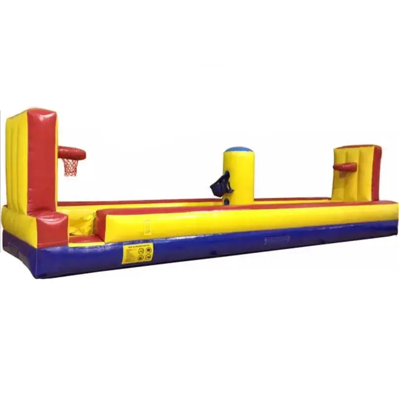High Quality Inflatable Competitive Challenge Race Equipment Two Lane Inflatable Bungee Run with Basketball Hoop