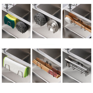 Crochet de égouttoir de brosse en acier inoxydable, pièces, pour savon, évier, salle de bain, rangement adhésif, robuste, <span class=keywords><strong>porte</strong></span>-éponge mural - Product Image 4