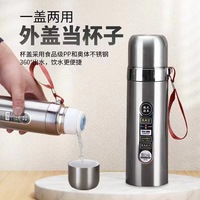 Botol Termos Vakum 500ml, Botol Air Terisolasi Baja Tahan Karat 304 Dengan Tali Gantungan, Flask Termal Portabel Untuk Perjalanan Luar Ruangan
