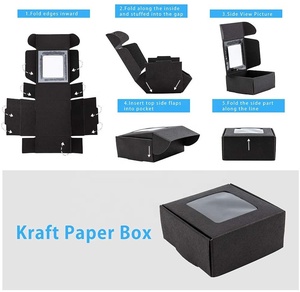 Hộp giấy kraft đen hình vuông có cửa sổ trong suốt dùng để đóng gói quà tặng, bánh ngọt, đồ trang sức cho tiệc tùng, kích thước 10*10*5 inch - Product Image 4