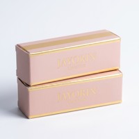 Boîte à rouge à lèvres rose avec estampage à chaud, feuille d'or rose, emballage en papier cosmétique personnalisé pour les marques de rouges à lèvres de beauté