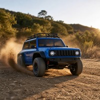Voiture RC 4x4 tout-terrain SUV Rock Crawler 2,4 GHz télécommandée bleue avec fonctions drift, ABS+Métal, LED, échelle 1:16, véhicule de loisir de qualité