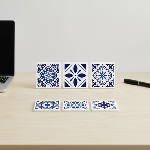 Posavasos Moderno para Bebidas, Diseño Geométrico de Madera y Azulejo, Absorbente de Agua, Base de <span class=keywords><strong>Corcho</strong></span> Cuadrada, Soporte de Metal, Regalo, Nuevo - Product Image 2