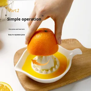 Pequeño exprimidor de cerámica sostenible para el hogar para jugo fresco de naranja y limón, dispositivo Manual de aluminio con sabor Original - Product Image 3