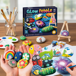 Kit de peinture sur roche en plastique éducatif DIY, arts et artisanat STEM, qui brille dans <span class=keywords><strong>le</strong></span> noir, pour garçons et filles, cadeau - Product Image 1