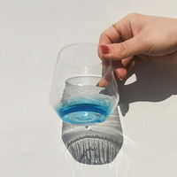 Tasse de haute qualité du Moyen Âge Verre simple de style Ins pour les occasions de fête de l'eau de bière de café au lait-Sûr au micro-ondes Bleu clair
