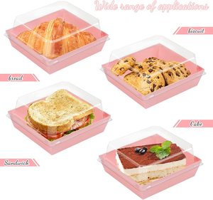 Hộp đựng thức ăn bằng giấy màu hồng vuông hộp bánh có Nắp đậy hộp đựng bánh quy hộp bánh cho tất cả các loại đồ ăn nhẹ - Product Image 5