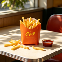 Boîtes à frites personnalisées avec logo APP Orange, supports à frites jetables en papier pour les restaurants de restauration rapide