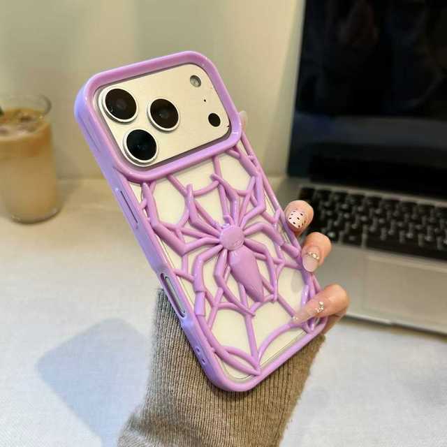 3D Hollow Design Spider TPU Shockproof Magnetic Phone Case for S25 Ultra Plus A54 A16 A36 Heat Dissipation Electroplate OPP