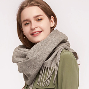 100% Pure <b>Wool</b> Solid Color <b>Scarf</b>, Thick Knitted Long Tassel Neck Warmer, Durable Breathable Winter Warm <b>Scarf</b> for Women - Product Image 2